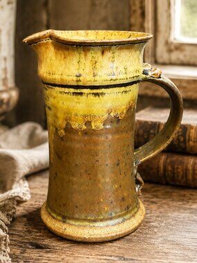 Rare Vintage Signed Studio Pottery Hand-Thrown Pitcher Stoneware Jug